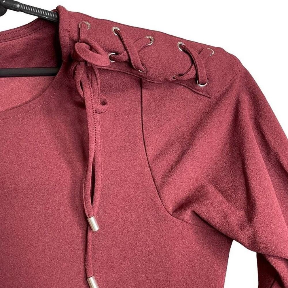 Ellos Women's 3/4 Sleeves Burgundy Top‎ Blouse Size Small 10/12 - Picture 8 of 11